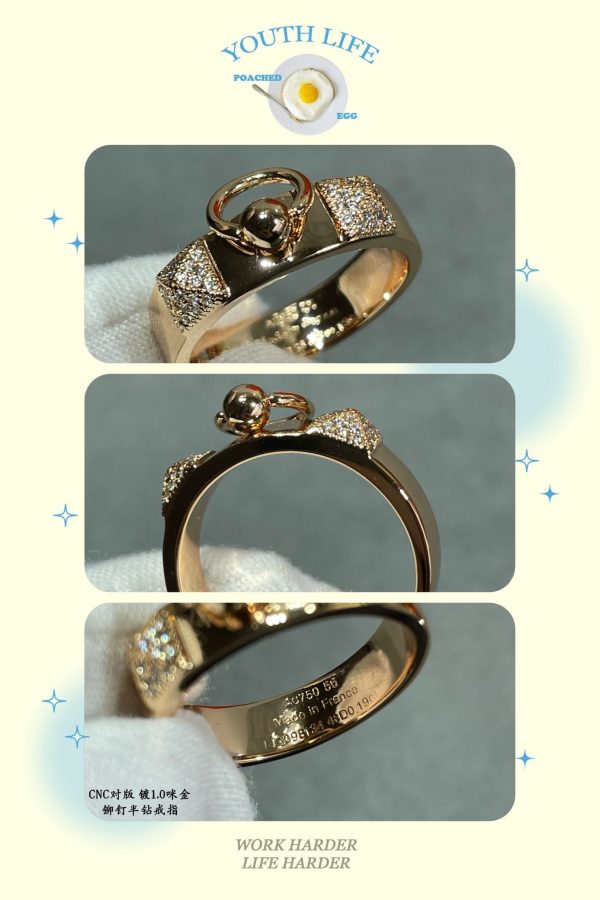 18K Collier De Chien Lock Diamonds H Ring - 图片 10