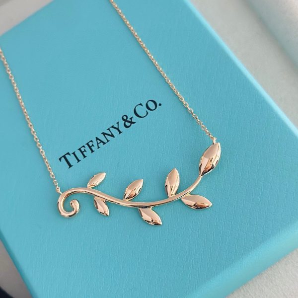 18K T Olive Leaf Vine Pendant Necklace - 图片 8