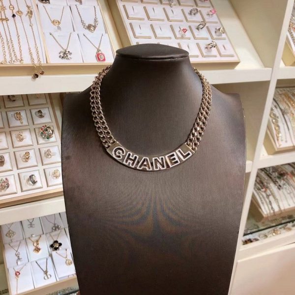 18K CC White Logo Choker Necklace - 图片 2