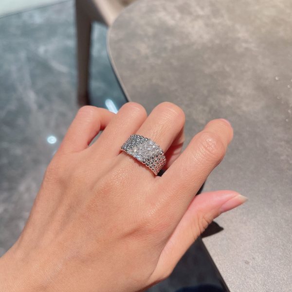 18K Perlée Diamonds Five Rows Ring - 图片 8