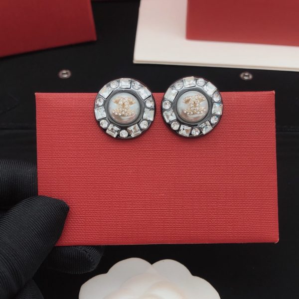 18K CC Crystals Black Earrings - 图片 9