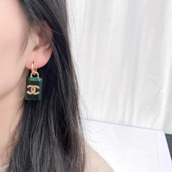 18K CC Green Perfume Bottle Earrings - 图片 3