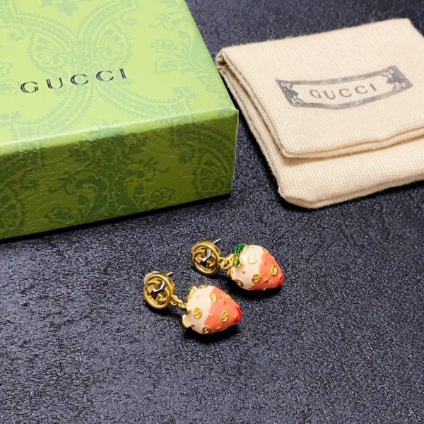 18K Double G Strawberry Earrings - 图片 8