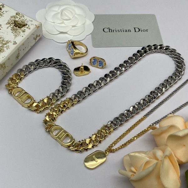 18K CD Icon Chain Blue White Resin Necklace - 图片 4