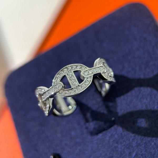 18K Chaine d'Ancre Enchainee Diamond H Ring - 图片 7