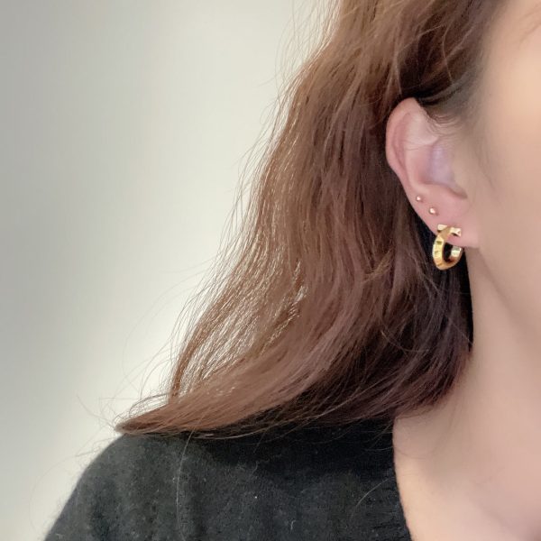 18K T Hoop Earrings - 图片 2