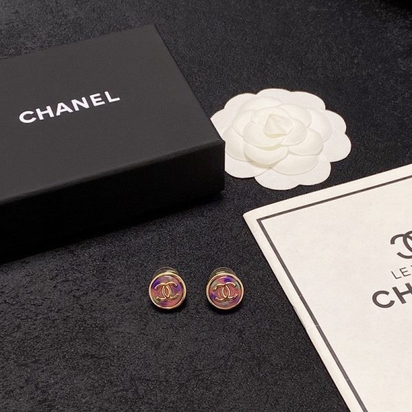 18K CC Colorful Round Earrings - 图片 9