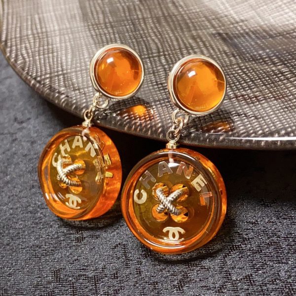 18K CC Orange Pendant Earrings - 图片 2