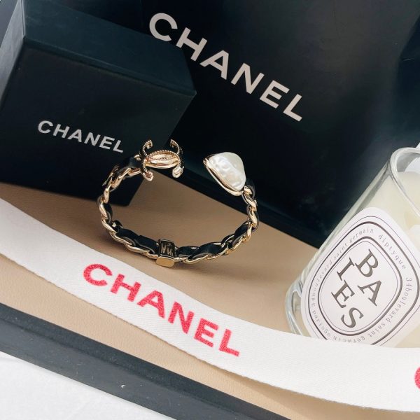 18K CC Heart Black Cuff Bracelet - 图片 8