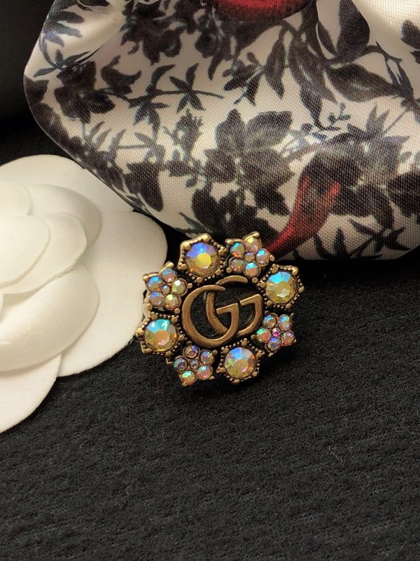 18K Double G Crystal Flower Ring - 图片 2