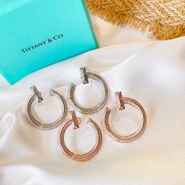 18K T T1 Open Hoop Rose Gold Earrings - 图片 7