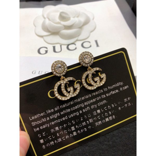 18K Double G GG Crystal Pendant Earrings - 图片 9