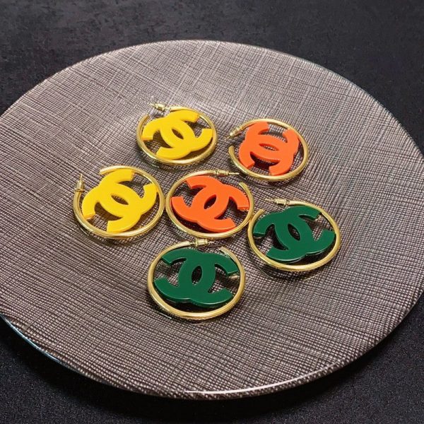 18K CC Color Logo Earrings - 图片 4