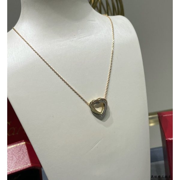 18K Trinity Heart Full Diamond Necklace - 图片 13