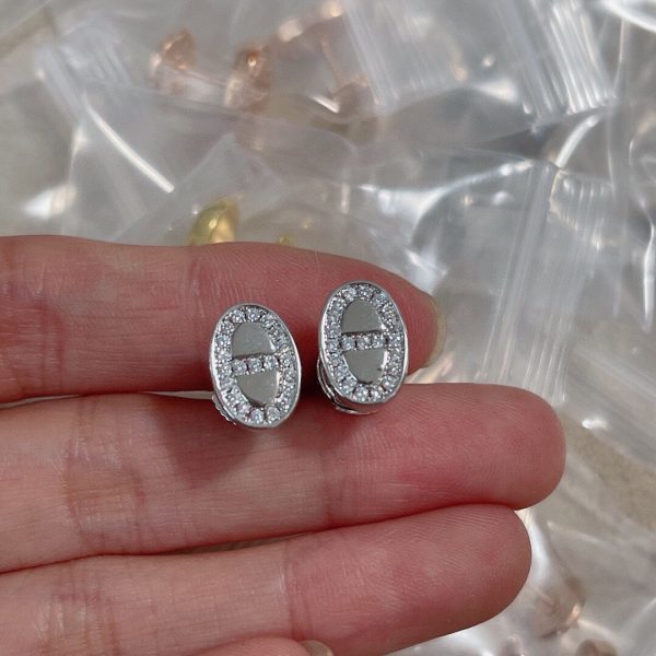 18K Mini Farandole Diamond H Earrings - 图片 9
