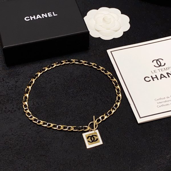 18K CC Leather Choker Necklace - 图片 9