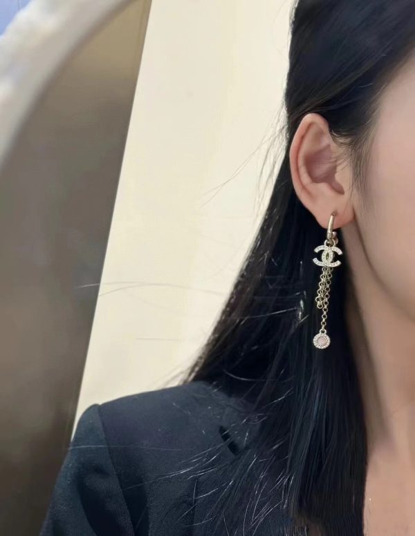 18K CC Tassel Crystals Earrings - 图片 3