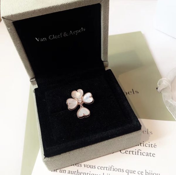 18K Sweet Alhambra Effeuillage Pearls Ring - 图片 6