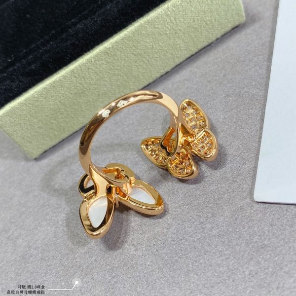 18K Two Butterfly Between the Finger Pearl Ring - 图片 11