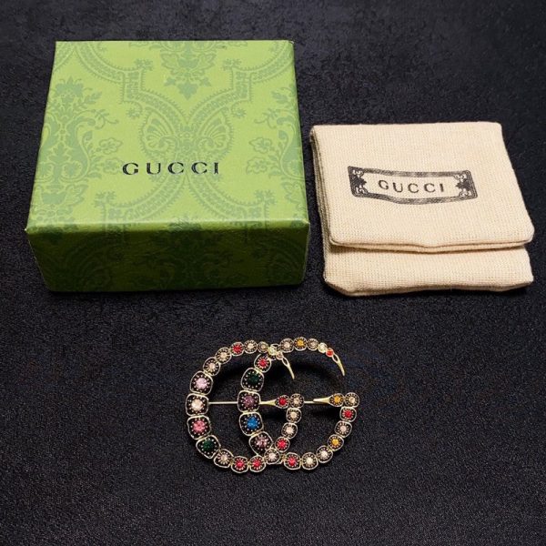 18K Double G Color Crystal Brooch - Image 9