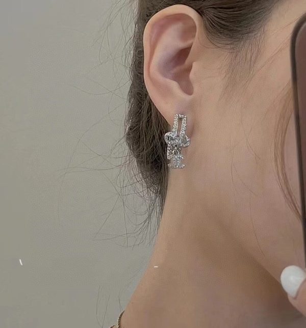 18K CC Diamond Pendant Earrings - 图片 5