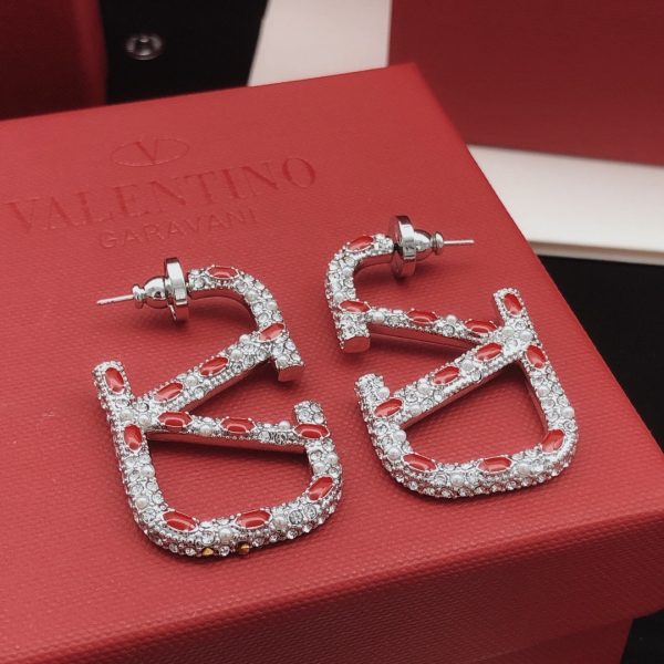 18K Vlogo Red Crystal Earrings - 图片 9