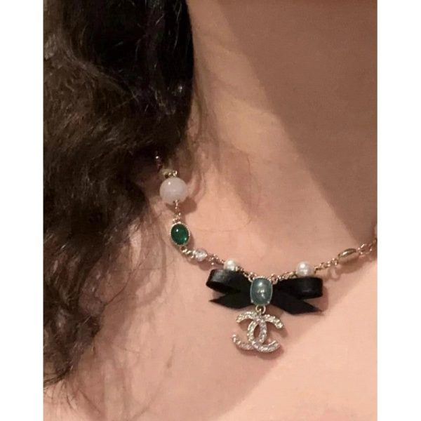 18K CC Crystal Bow Necklace - 图片 10