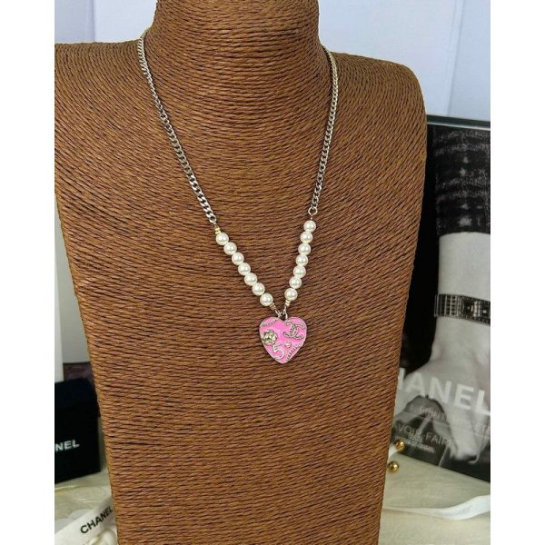 18K CC Pink & Black Heart Pearl Necklace - 图片 4