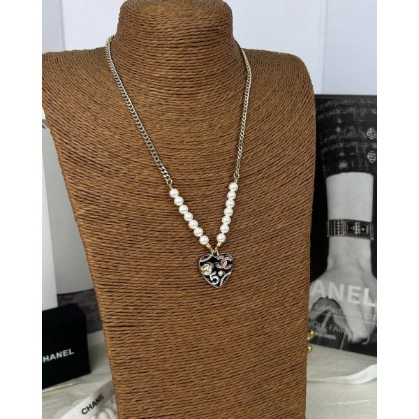 18K CC Pink & Black Heart Pearl Necklace - 图片 6