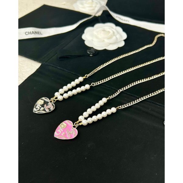 18K CC Pink & Black Heart Pearl Necklace - 图片 9