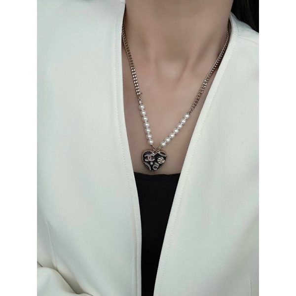 18K CC Pink & Black Heart Pearl Necklace - 图片 7