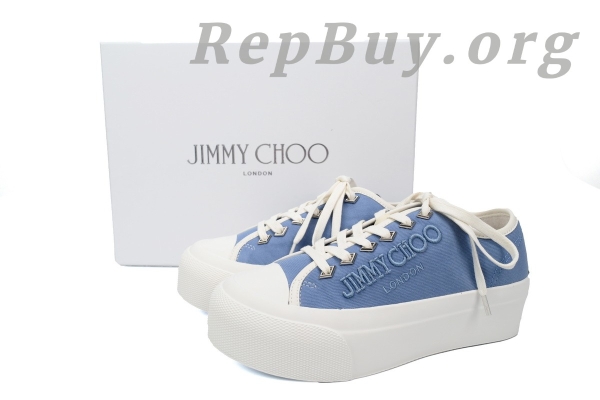 Jimmy Choo Palma Maxi Blue Canvas Platform Trainers Women - 图片 10
