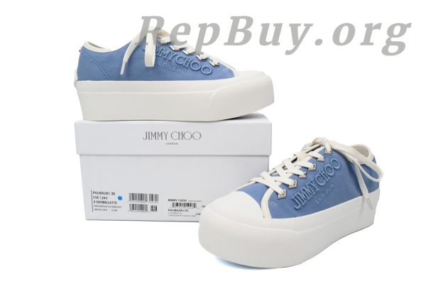 Jimmy Choo Palma Maxi Blue Canvas Platform Trainers Women - 图片 11