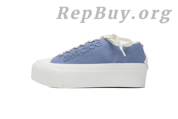 Jimmy Choo Palma Maxi Blue Canvas Platform Trainers Women