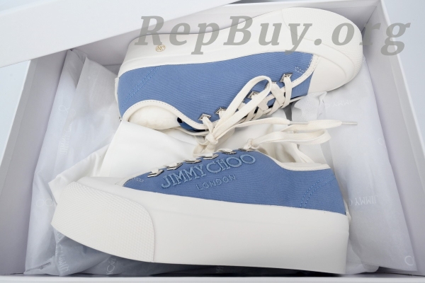 Jimmy Choo Palma Maxi Blue Canvas Platform Trainers Women - 图片 9