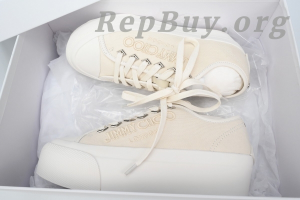 Jimmy Choo Palma Maxi White Canvas Platform Trainers (Women) PALMAFCYE - 图片 9