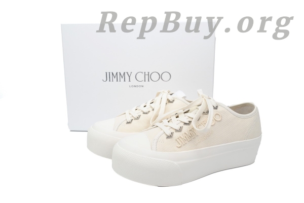 Jimmy Choo Palma Maxi White Canvas Platform Trainers (Women) PALMAFCYE - 图片 10