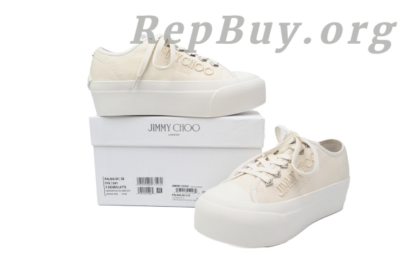 Jimmy Choo Palma Maxi White Canvas Platform Trainers (Women) PALMAFCYE - 图片 11