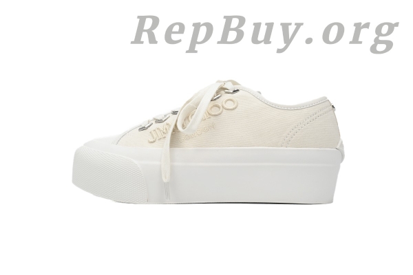 Jimmy Choo Palma Maxi White Canvas Platform Trainers (Women) PALMAFCYE