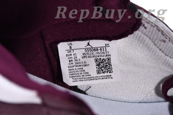 Top Version Air Jordan 1 Retro High OG Bordeaux 555088-611 - 图片 17