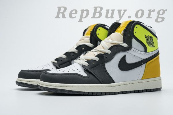 Top Version Jordan 1 Retro High White Black Volt University Gold 555088-118 - Image 2