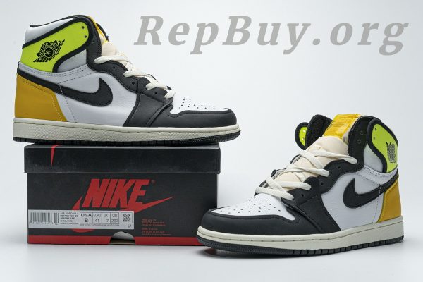 Top Version Jordan 1 Retro High White Black Volt University Gold 555088-118 - Image 27