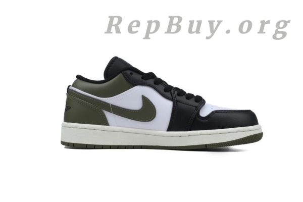 Top Version Air Jordan 1 Low 'Black Toe Medium Olive' 553558-092 - Image 2