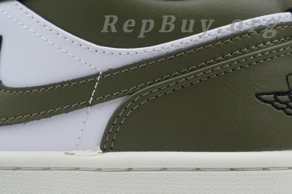 Top Version Air Jordan 1 Low 'Black Toe Medium Olive' 553558-092 - Image 5
