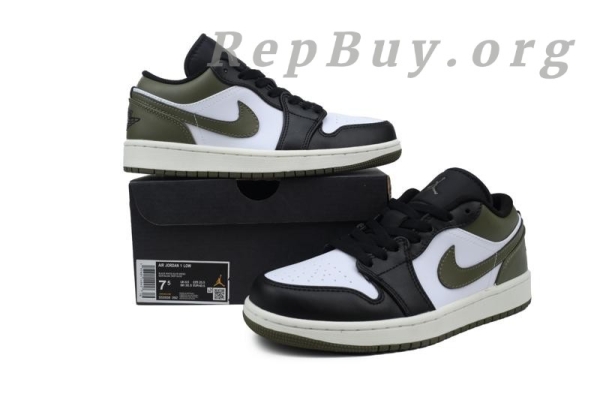Top Version Air Jordan 1 Low 'Black Toe Medium Olive' 553558-092 - Image 10