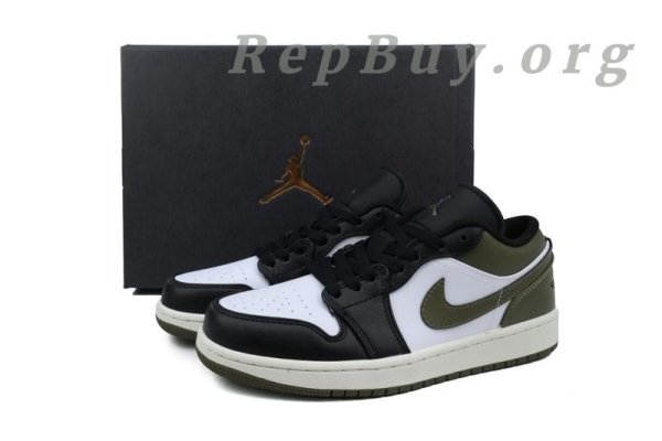 Top Version Air Jordan 1 Low 'Black Toe Medium Olive' 553558-092 - Image 11