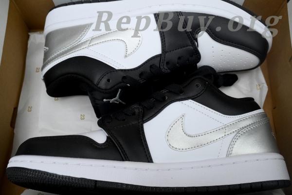 Top Version Air Jordan 1 Low Black Silver 553558-131 - 图片 12