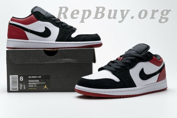 Top Version Air Jordan 1 Low Black Toe (GS) 553560-116 - Image 20
