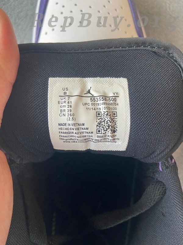 Top Version Air Jordan 1 Low Court Purple White 553558-500 - Image 13