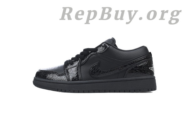 Top Version Air Jordan 1 Low SE 'Black Croc' HJ7443-010
